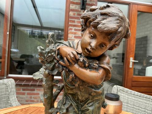 Zeer mooi groot ANTIEK beeld DENICHEUR van Aug Moreau, Huis en Inrichting, Woonaccessoires | Overige, Zo goed als nieuw, Ophalen of Verzenden