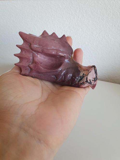 Draken schedel scull roze jaspis, Sieraden, Tassen en Uiterlijk, Edelstenen, Zo goed als nieuw, Ophalen of Verzenden