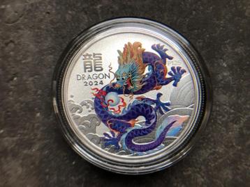 2024 Aus Lunar III - Dragon color purple - 1/2 oz silver beschikbaar voor biedingen