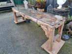 Unieke Teakhouten drijfhouten sidetable wandtafel, met glasp, Ophalen of Verzenden, Zo goed als nieuw