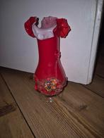 Murano rode glazen vaas met bloemmotief, Huis en Inrichting, Woonaccessoires | Vazen, Ophalen of Verzenden, Minder dan 50 cm, Rood