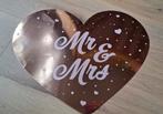 Deurbord en 2x slinger Mr & Mrs de Rosé goud, Ophalen, Gebruikt, Versiering, Geboorte of Huwelijk