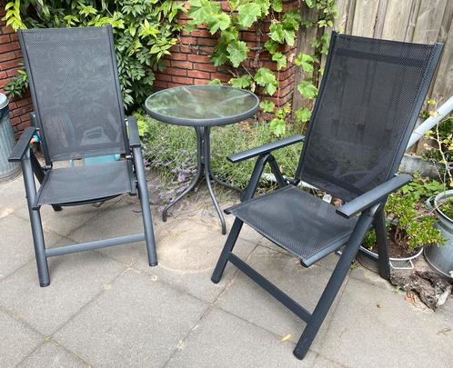 Tuinset of voor op balkon/stoelen (2x) & rond tafeltje, Tuin en Terras, Tuinsets en Loungesets, Gebruikt, 2 zitplaatsen, Bijzettafel