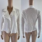 Dames vest blazer jas double breasted wit crochet XS S kant, Ophalen of Verzenden, Zo goed als nieuw, Maat 34 (XS) of kleiner