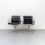 20 x Vitra Eames EA 208 Softpad Zwart Leer - Chroom, Huis en Inrichting, Stoelen, Ophalen of Verzenden, Zo goed als nieuw, Zwart