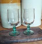 Vintage Luminarc turquoise/groene wijn glazen - set van 2, Antiek en Kunst, Ophalen of Verzenden