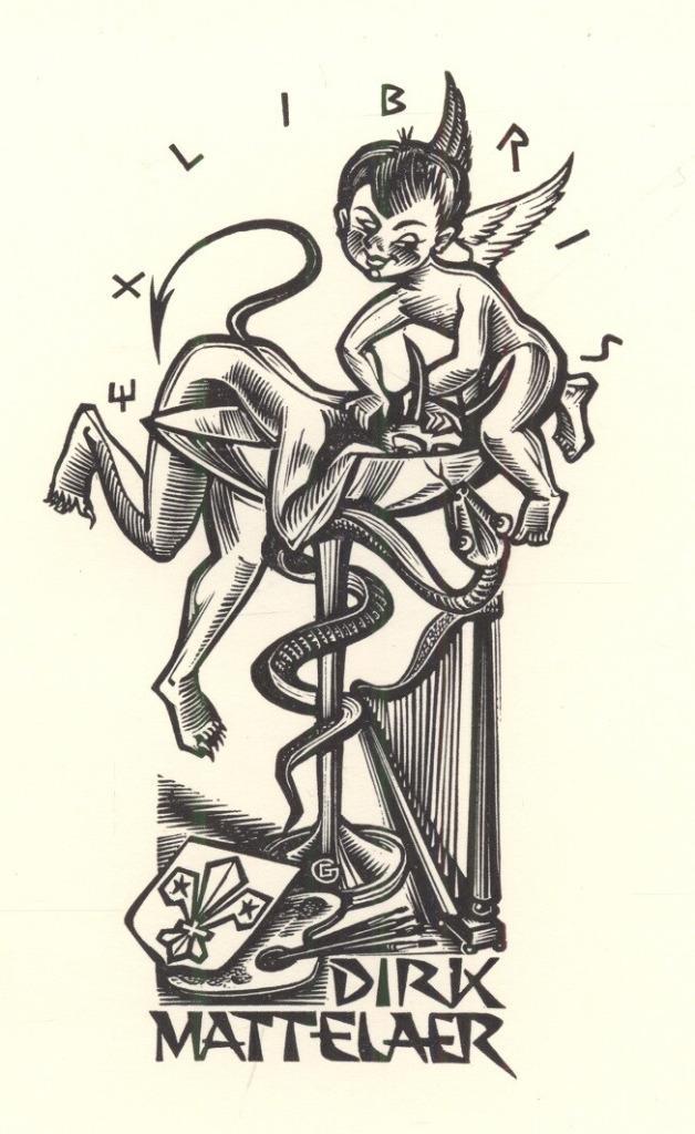 1588 Ex Libris België : Gerard Gaudaen, 1962, Antiek en Kunst, Kunst | Etsen en Gravures, Verzenden