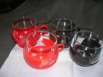 4 retro theeglazen in houder 2 x Melitta glas, Gebruikt, Overige typen, Ophalen of Verzenden, Glas