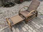 Vintage Boho ROTAN Ligstoel Deck Lounge Chair Folding 1960, Antiek en Kunst, Ophalen of Verzenden