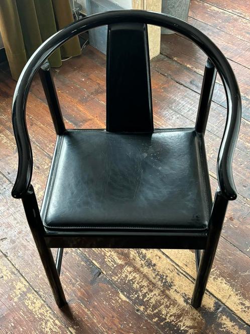 Set 5 eettafel stoelen zwart hoogglans Hans Wegner stijl, Huis en Inrichting, Stoelen, Gebruikt, Vijf, Zes of meer stoelen, Hout