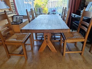 6 Eiken eetkamerstoelen. Ambachtelijk met de hand gemaakt. beschikbaar voor biedingen