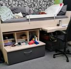 halfhoog slaper met uitschuifbaar bureau en klepkast, Kinderen en Baby's, Kinderkamer | Stapelbedden en Hoogslapers, Ophalen, Gebruikt
