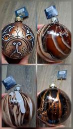 (twv €20) 4 nieuwe grote kerstballen marmer panter bulldog, Ophalen of Verzenden, Nieuw