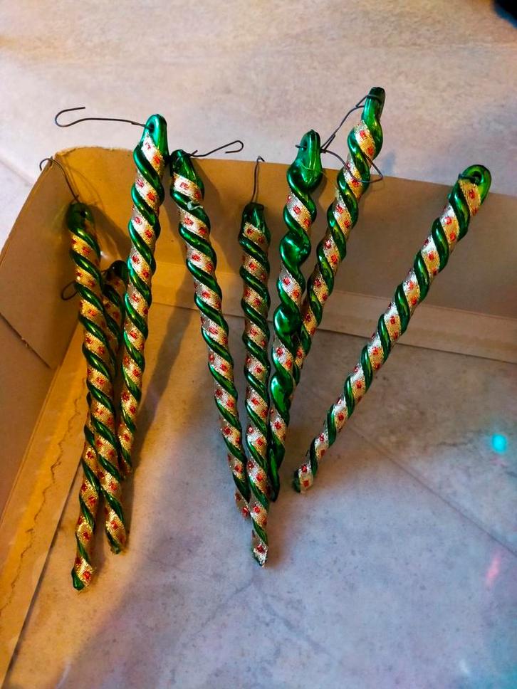 VINTAGE IJSPEGELS KUNSTSTOF RETRO 14CM MADE IN POLAND GROEN, Diversen, Kerst, Zo goed als nieuw, Ophalen of Verzenden