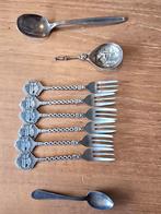 Verzilverde lepeltjes en vorkjes + 1 zilveren lepel, Antiek en Kunst, Ophalen of Verzenden
