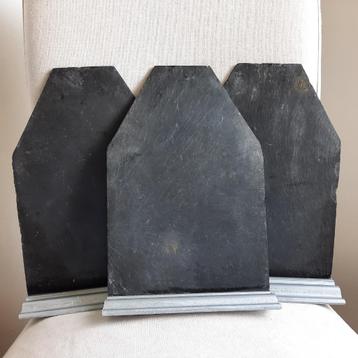 Tafel krijtbord leisteen zilveren houten voet - 3 stuks - beschikbaar voor biedingen