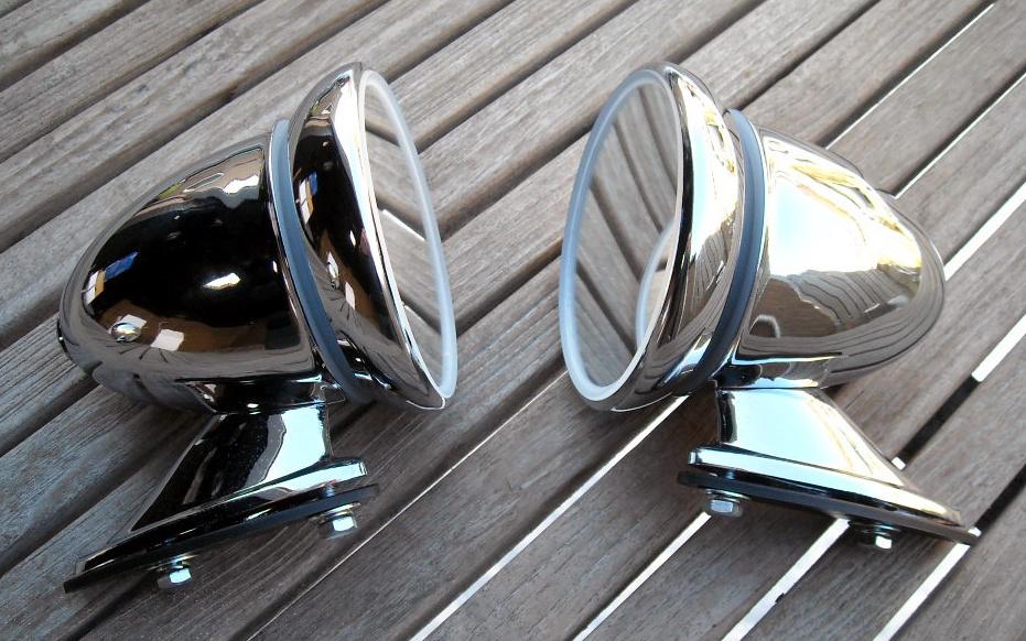 Chrome oldtimer spiegels Bullet / Torpedo, Auto diversen, Auto-accessoires, Nieuw, Ophalen of Verzenden