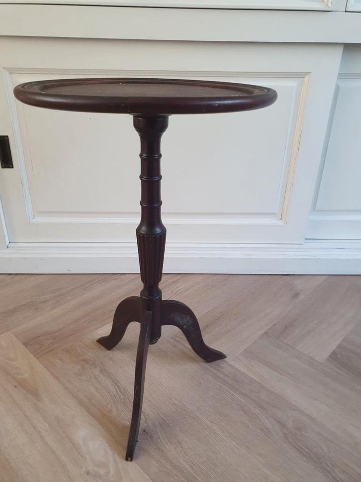 Vintage Houten Bijzettafel - Opknapper, Huis en Inrichting, Tafels | Bijzettafels, Gebruikt, Rond, 60 cm of meer, Minder dan 55 cm