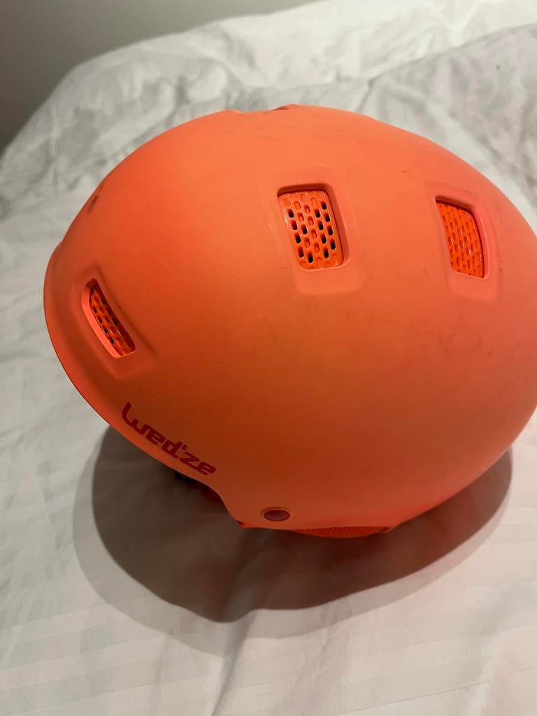 Oranje ski helm, Sport en Fitness, Skiën en Langlaufen, Gebruikt, Overige typen, Skiën, Minder dan 100 cm