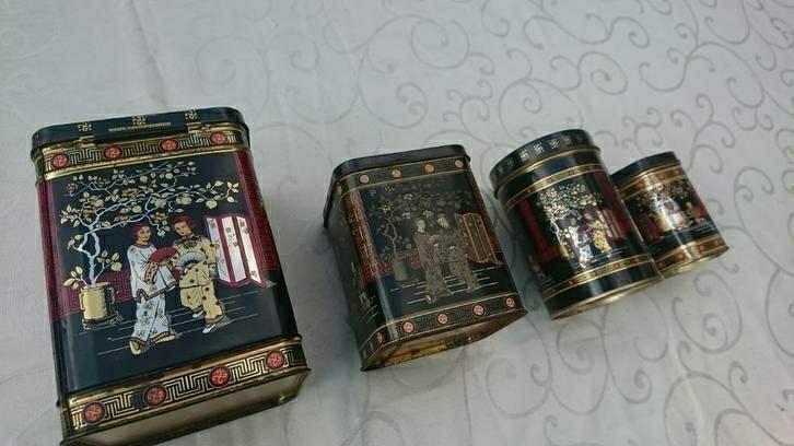 Set van vier Chinese theeblikken SET, Verzamelen, Blikken, Nieuw, Thee, Overige merken, Ophalen of Verzenden