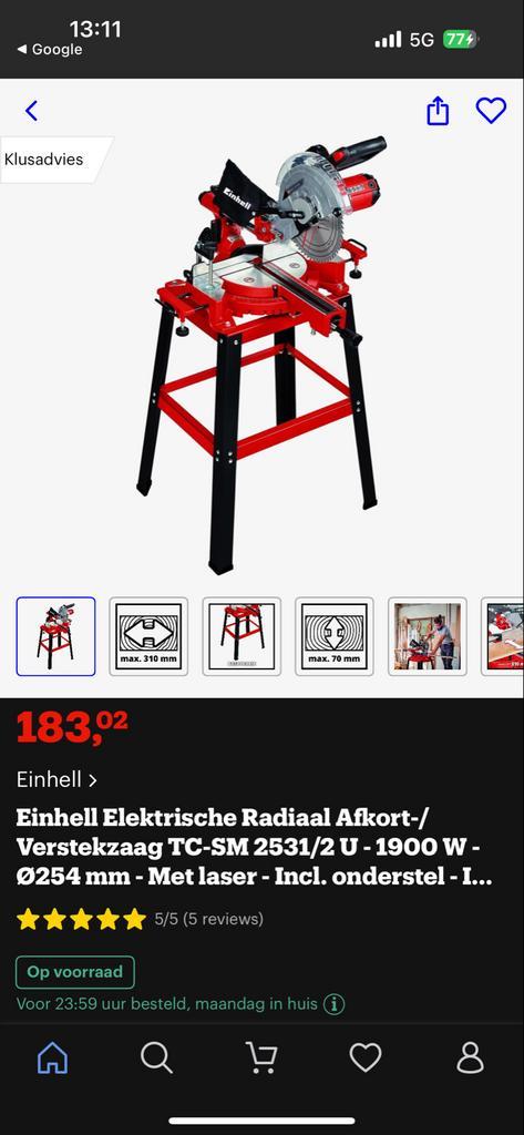 Einhell TC-SM 2531 Afkortzaag / Verstekzaag, Doe-het-zelf en Verbouw, Gereedschap | Zaagmachines, Gebruikt, Afkortzaag, 1200 watt of meer