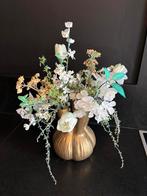 Gouden Tulpenvaas met Zijde Bloemen, Huis en Inrichting, Ophalen of Verzenden, Zo goed als nieuw, Binnen