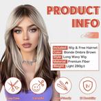 2  pruiken halflang haar, 1 rood, 1 blond met rode lowlights, Ophalen of Verzenden, Nieuw, Pruik of Haarverlenging