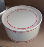 Mary Quant vintage blik ronde trommel grijs rood logo, Verzamelen, Blikken, Ophalen of Verzenden, Gebruikt, Overige, Overige merken