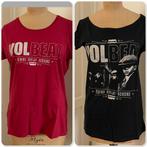 Twee (dames) t-shirts VOLBEAT, zwart en rood, maat M, zgan, Maat 38/40 (M), Verzenden, Zwart, Korte mouw