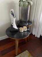 Bijzet tafeltjes met marmerblad, Huis en Inrichting, Tafels | Bijzettafels, Overige materialen, Minder dan 55 cm, Gebruikt, Rond