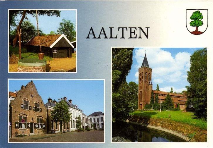 Aalten - 3 afb o.a. kerk put + schild - 2003 gelopen, Verzamelen, Ansichtkaarten | Nederland, Gelopen, Friesland, Voor 1920, Ophalen of Verzenden