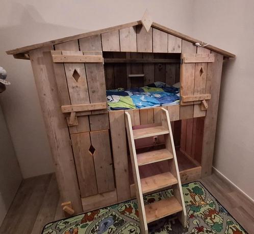 Hoogslaper boomhut van steigerhout, Kinderen en Baby's, Kinderkamer | Stapelbedden en Hoogslapers, Gebruikt, Hoogslaper, Ophalen