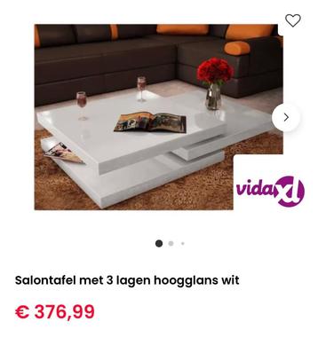 Salon tafel | hoogglans wit | 3 lagen beschikbaar voor biedingen