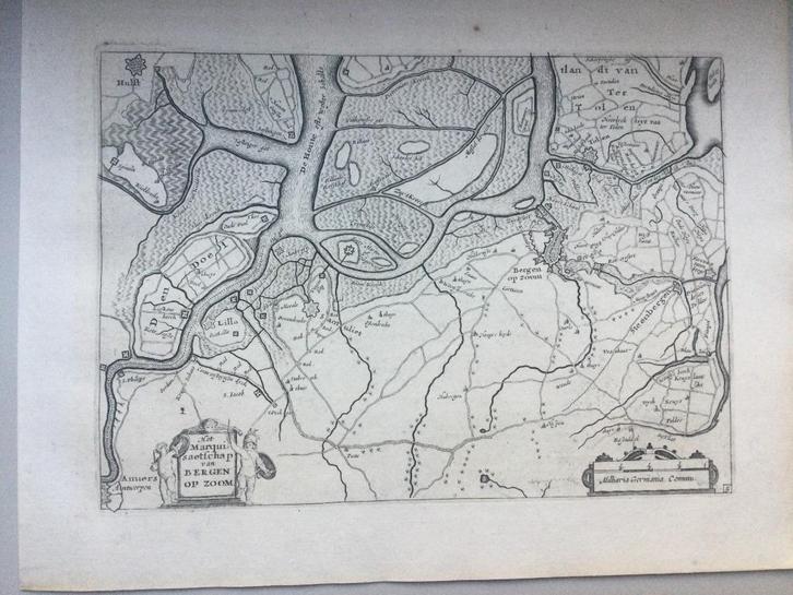 Het Markizaat Bergen op Zoom , Colom, 1660, Antiek en Kunst, Kunst | Etsen en Gravures, Verzenden