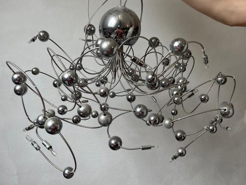 rvs hanglamp kleine bollen, zelf in model te brengen, Huis en Inrichting, Lampen | Hanglampen, Gebruikt, Minder dan 50 cm, Metaal