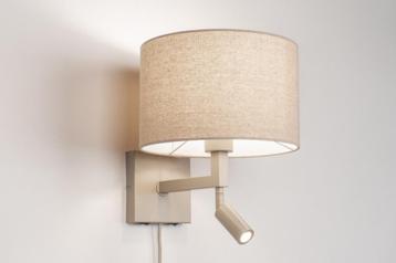 wandlamp led beige kap stof hoekbank bank bed bureau lamp beschikbaar voor biedingen