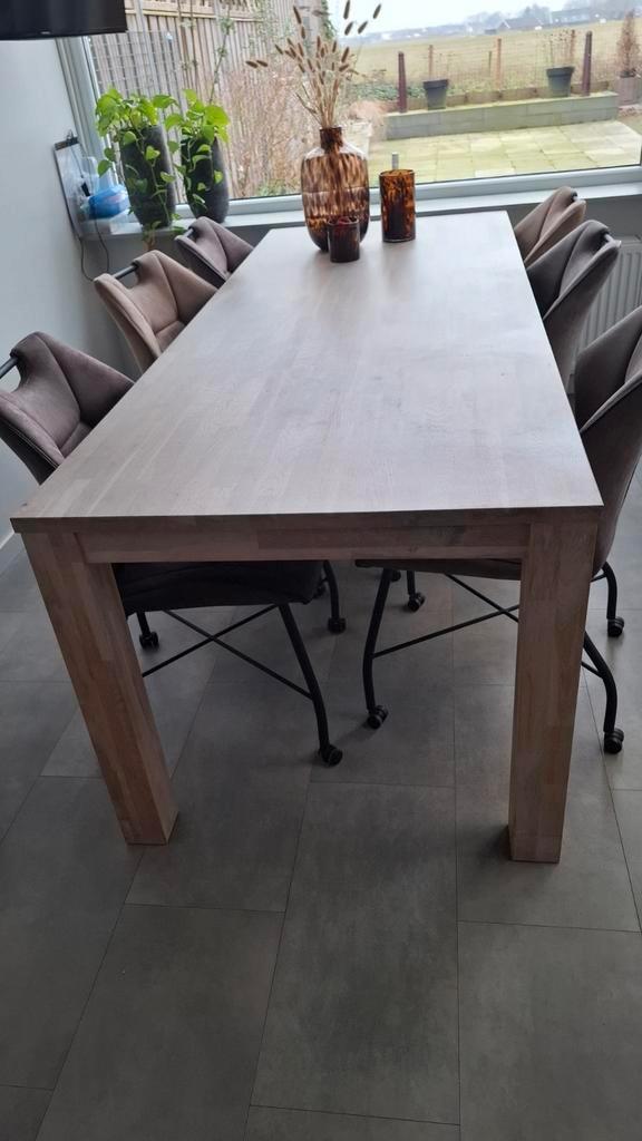 Eettafel  licht eiken 230x90, Huis en Inrichting, Tafels | Eettafels, Zo goed als nieuw, 50 tot 100 cm, 200 cm of meer, Vijf personen of meer