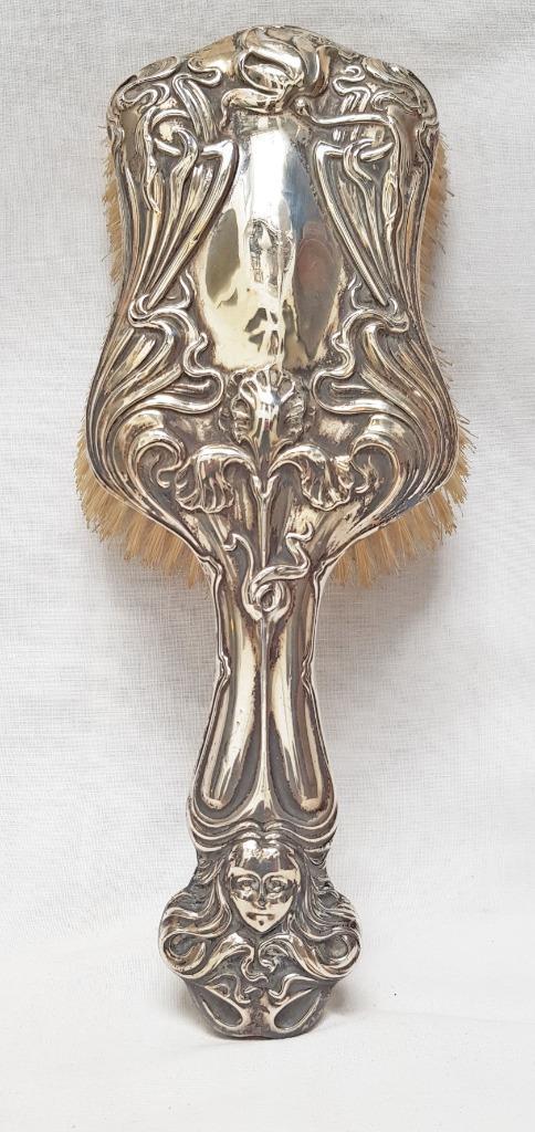 Art Nouveau zilveren haarborstel., Antiek en Kunst, Antiek | Goud en Zilver, Ophalen of Verzenden