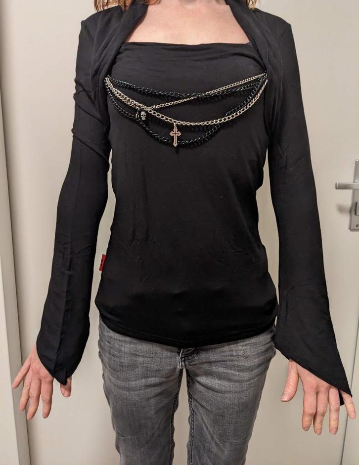 Gothic, alternatief shirt uitlopende mouwen, S, Kleding | Dames, T-shirts, Zo goed als nieuw, Maat 36 (S), Zwart, Lange mouw, Ophalen of Verzenden