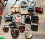Vintage retro partij leren damestasjes tasjes schoudertassen, Gebruikt, Ophalen of Verzenden, Schoudertasje, Bruin