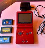 Gameboy Advance SP Rood + 3 Games + Oplader, Spelcomputers en Games, Spelcomputers | Nintendo Game Boy, Ophalen of Verzenden, Gebruikt