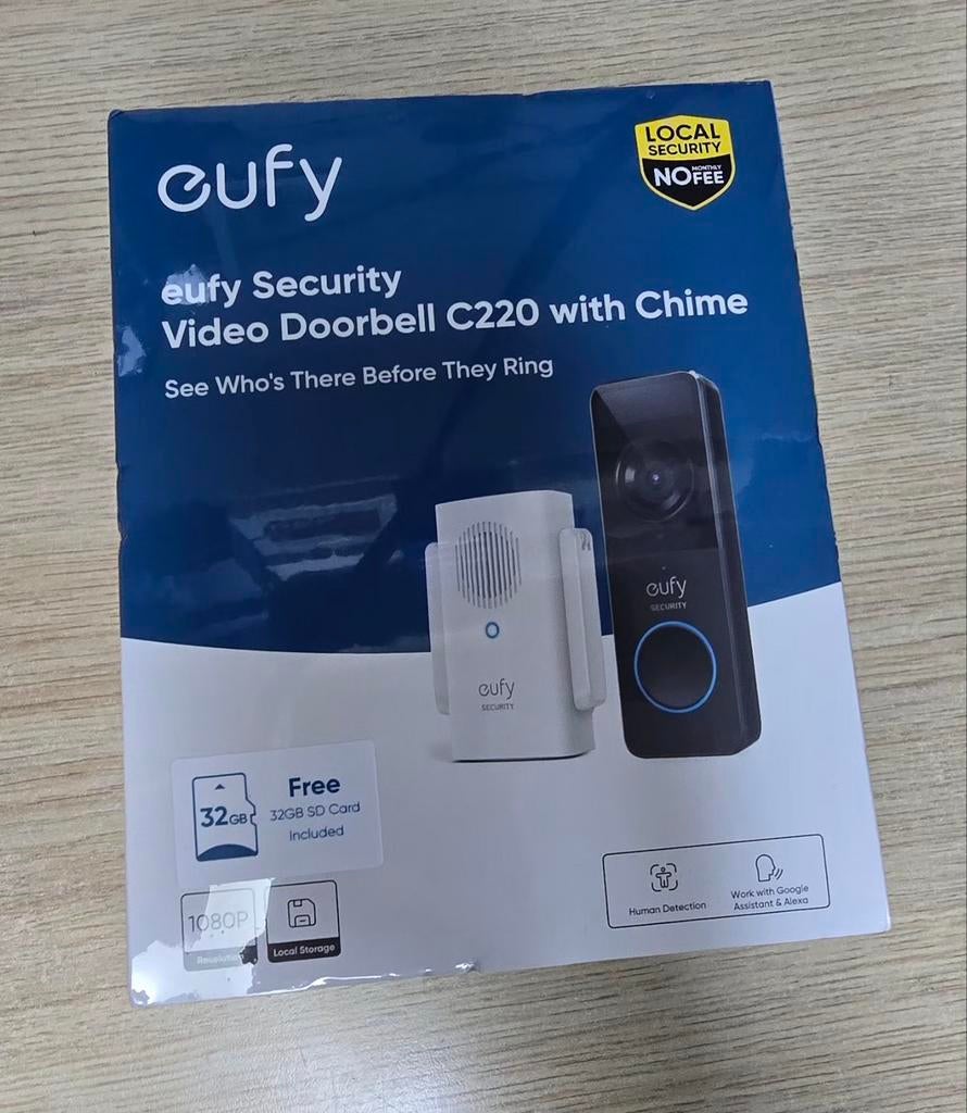 Eufy Video Deurbel C211/C220 met Chime - Nieuw in Doos, Ophalen of Verzenden, Nieuw, Buitencamera