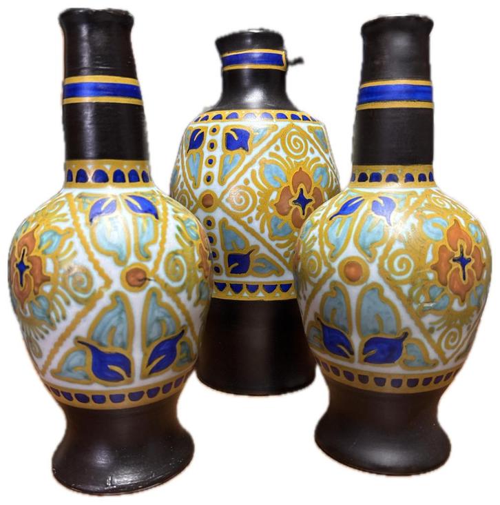 Gouda Zenith set; handbeschilderd in 'Fantasie' decor., Antiek en Kunst, Antiek | Keramiek en Aardewerk, Ophalen of Verzenden