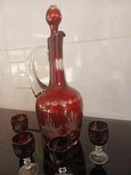 Boheemse Kristallen Karaf met 4 Glaasjes, Ophalen of Verzenden