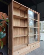 Nieuw! Teakhouten vitrinekast | Servieskast | Demontabel, Niet ingevuld, 200 cm of meer, 150 tot 200 cm, Niet ingevuld