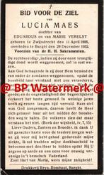 Maes Lucia 1906 Zwijndrecht 1932 Burght x Verelst - 22672, Verzamelen, Bidprentje, Ophalen of Verzenden