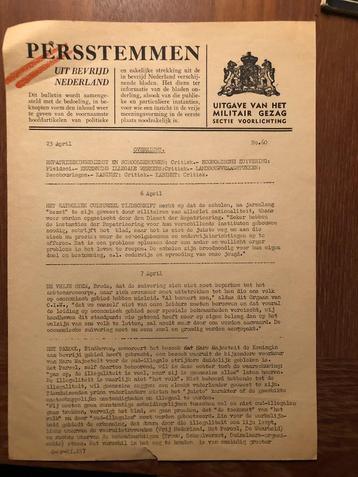 23 April 1945 Militair Gezag. Persstemmen uit bevrijd Neder- beschikbaar voor biedingen