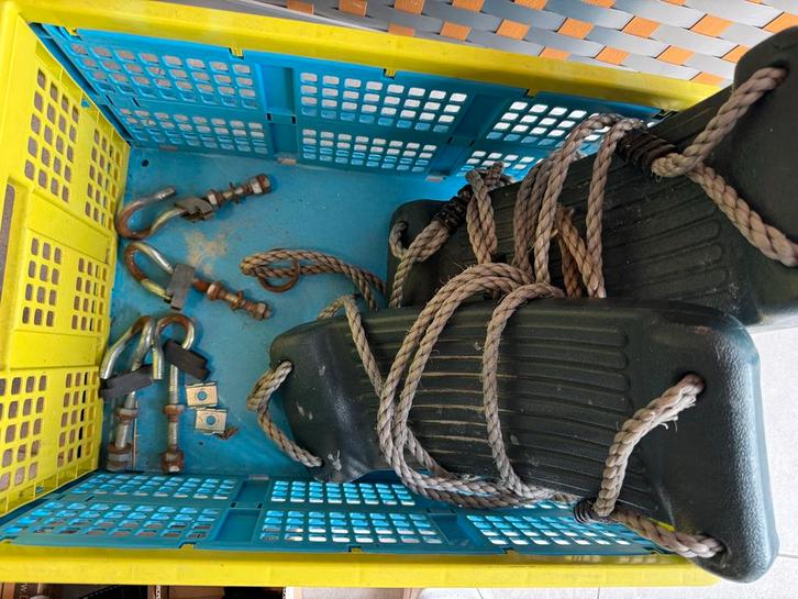 2x Groene Schommelzitjes + Haken, Kinderen en Baby's, Speelgoed | Buiten | Los speelgoed, Gebruikt, Ophalen