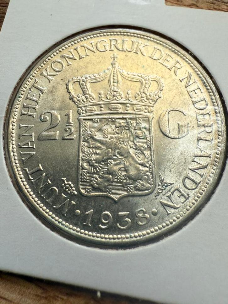 Rijksdaalder 1938 normaal type, Postzegels en Munten, Munten | Nederland, Losse munt, 2½ gulden, Koningin Wilhelmina, Zilver, Ophalen