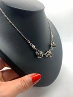 V714 Prachtige zilveren ketting met roosjes, Sieraden, Tassen en Uiterlijk, Antieke sieraden, Ophalen of Verzenden, Zilver, Ketting